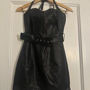 French Connection: Claudia Faux Vegan Leather Bodycon Mini Dress